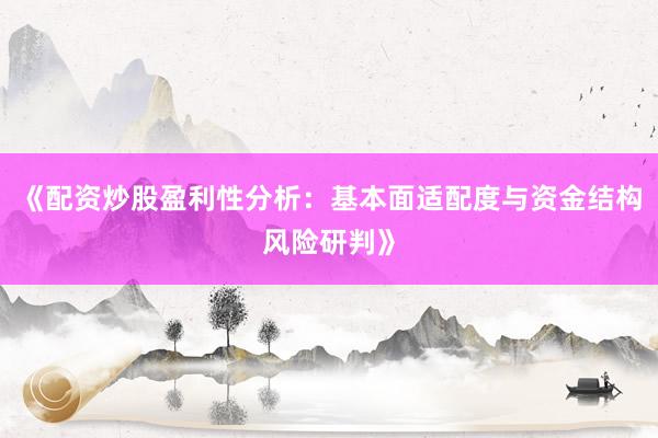 《配资炒股盈利性分析：基本面适配度与资金结构风险研判》